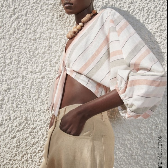 Zara Striped Linen Blend Top - Picture 2 of 6